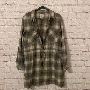 Plaid Drawstring Waist Tunic